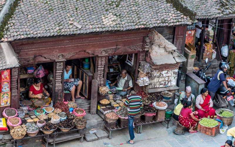 vegetable sellers in market in kathmandu