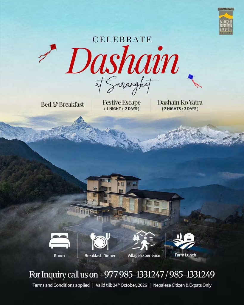 dashain celebration in sarangkot mountain lodge