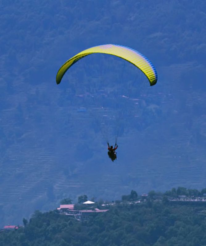 Paragliding, an adventure activity in Sarangkot, Nepal